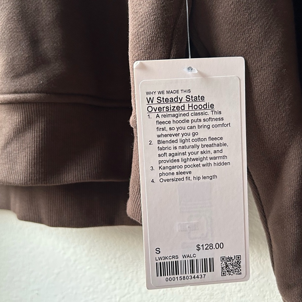 NWT Lululemon Brown Steady State Oversized Hoodie Walnut Crunch Sz S - Picture 11 of 12